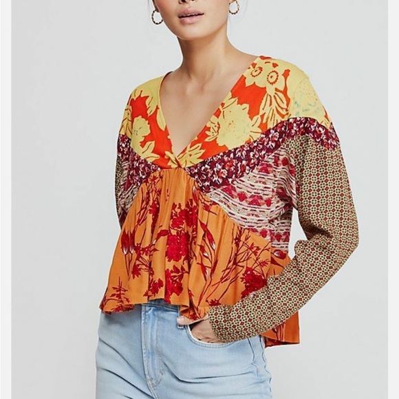 Free People Aloha State of Mind Blouse Crop Top size Small - Picture 1 of 9